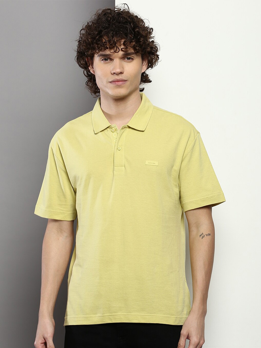 

Calvin Klein Jeans Men Pique Knit Polo Cotton T-shirt, Yellow
