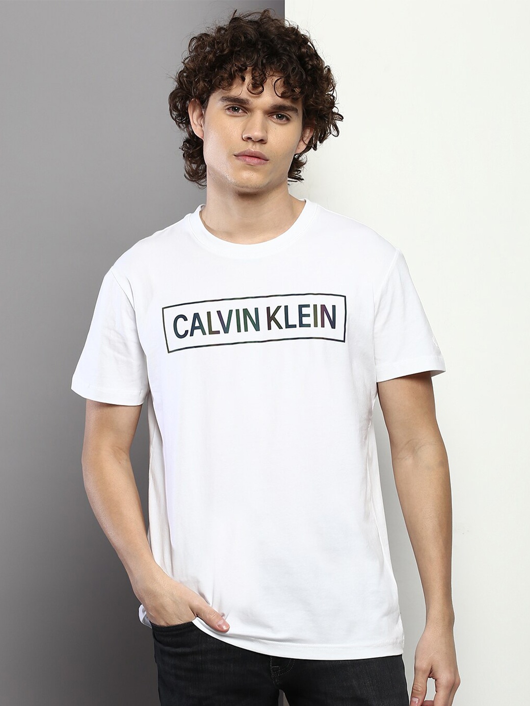 

Calvin Klein Jeans Men Typography Printed T-shirt, White