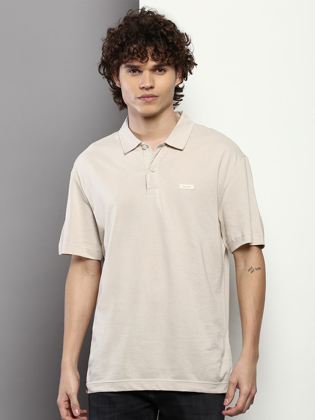 

Calvin Klein Jeans Men Polo Collar T-shirt, Beige