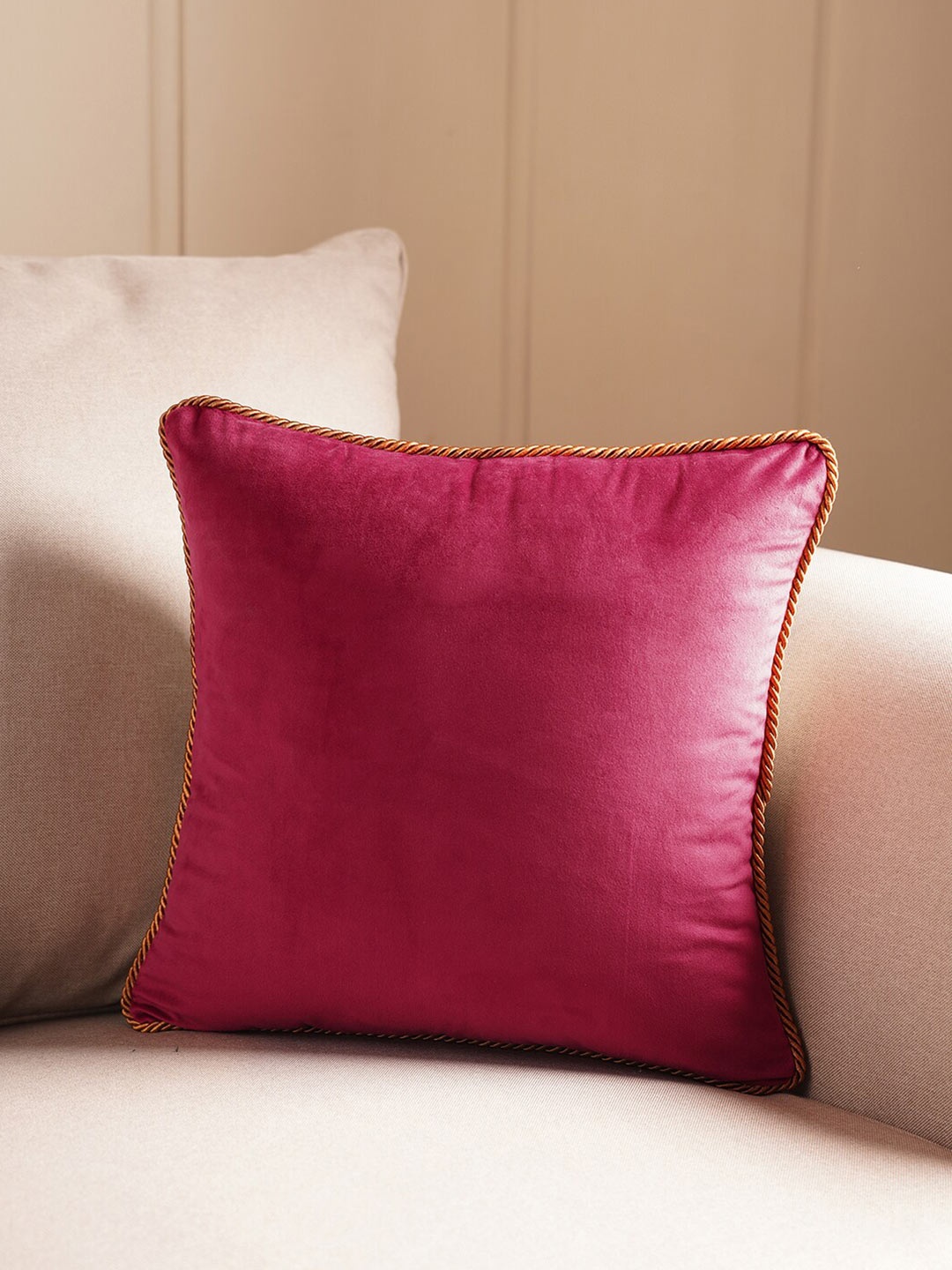 

Pure Home and Living Pink & Grey Velvet Square Cushion Cover
