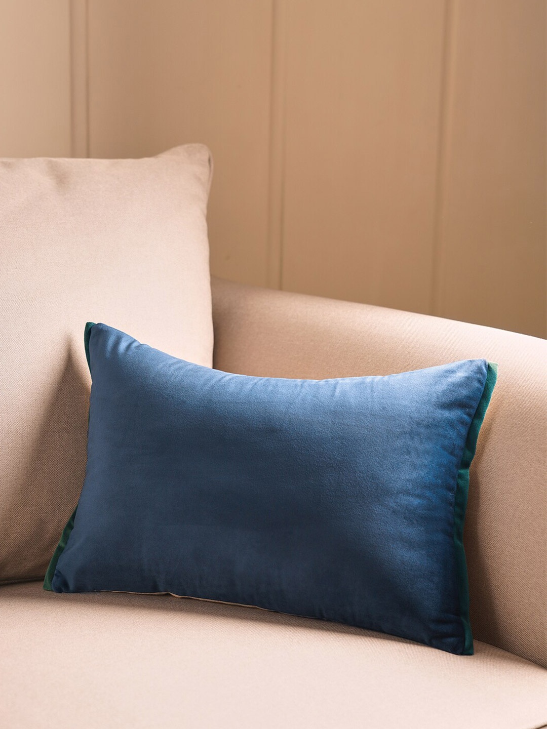 

Pure Home and Living Blue & Off White Velvet Rectangle Cushion Cover