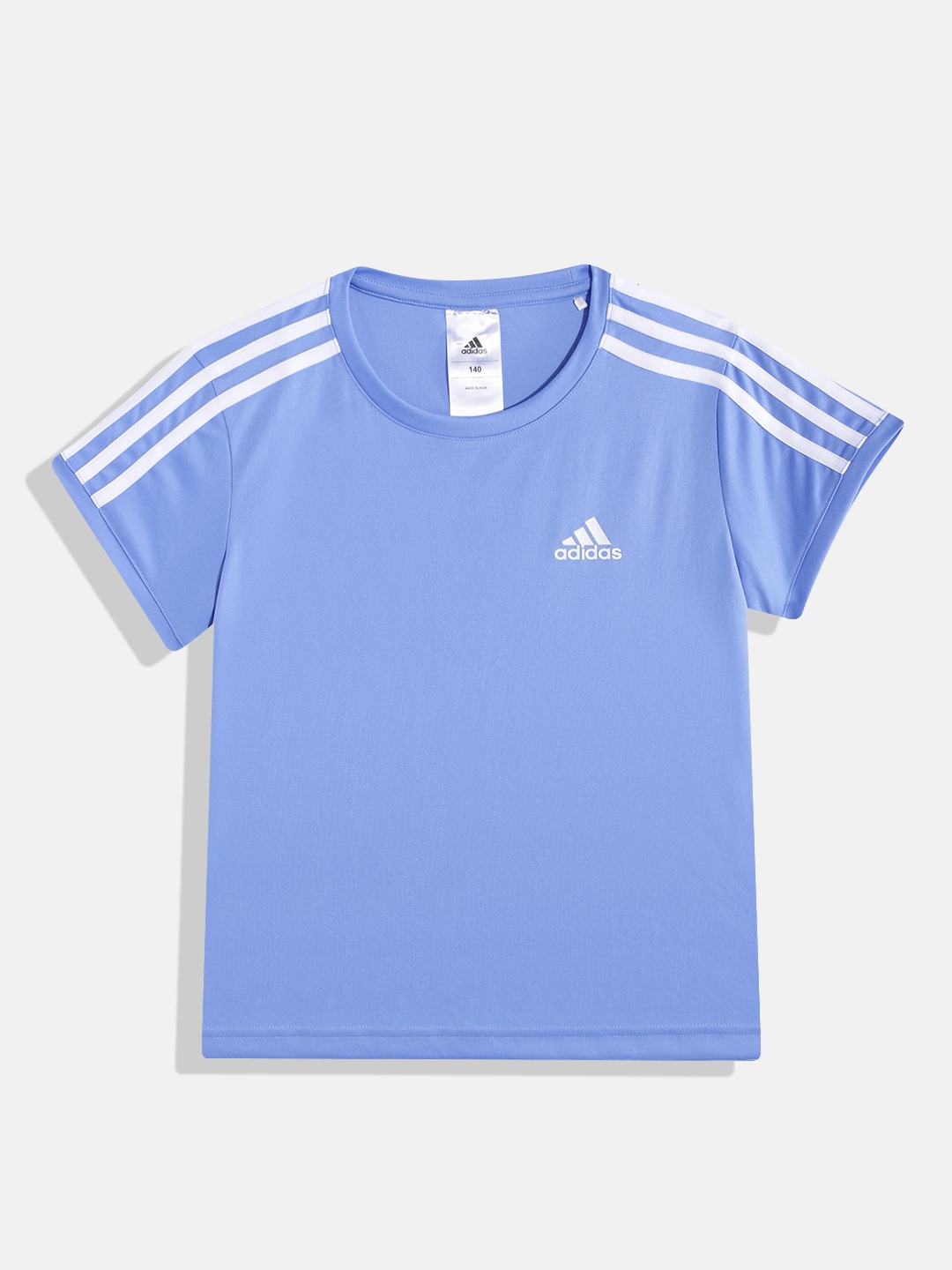 

ADIDAS Girls Brand Logo Print Detail Aeroready G Adi 3S Tee T-shirt, Blue