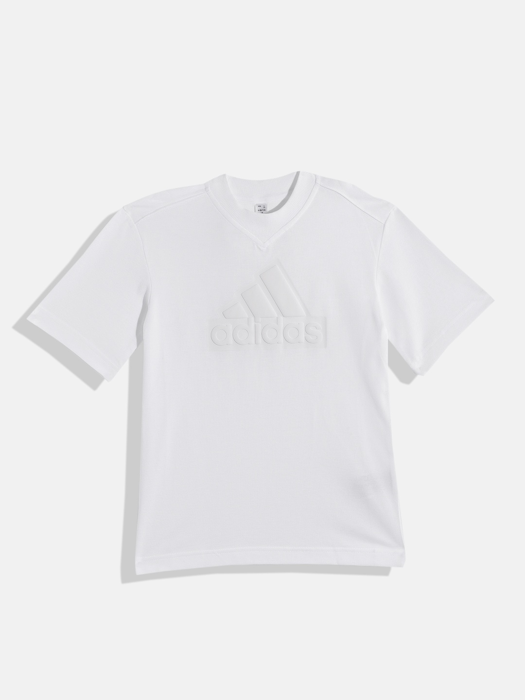 

ADIDAS Kids Brand Logo Embossed Pure Cotton U FI LOGO T-shirt, White