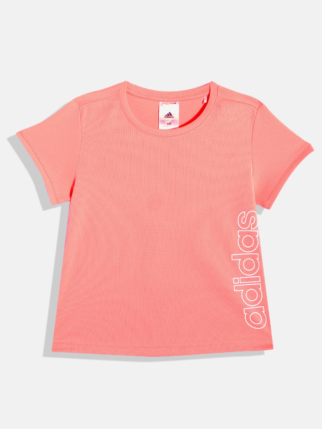 

ADIDAS Girls LIN LG Brand Logo Printed T-shirt, Coral