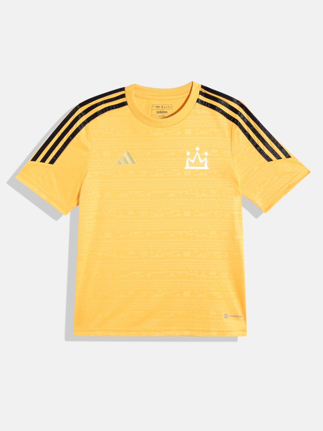 

ADIDAS Kids Abstract Printed SALAH TR JSY Y Football T-shirt, Yellow