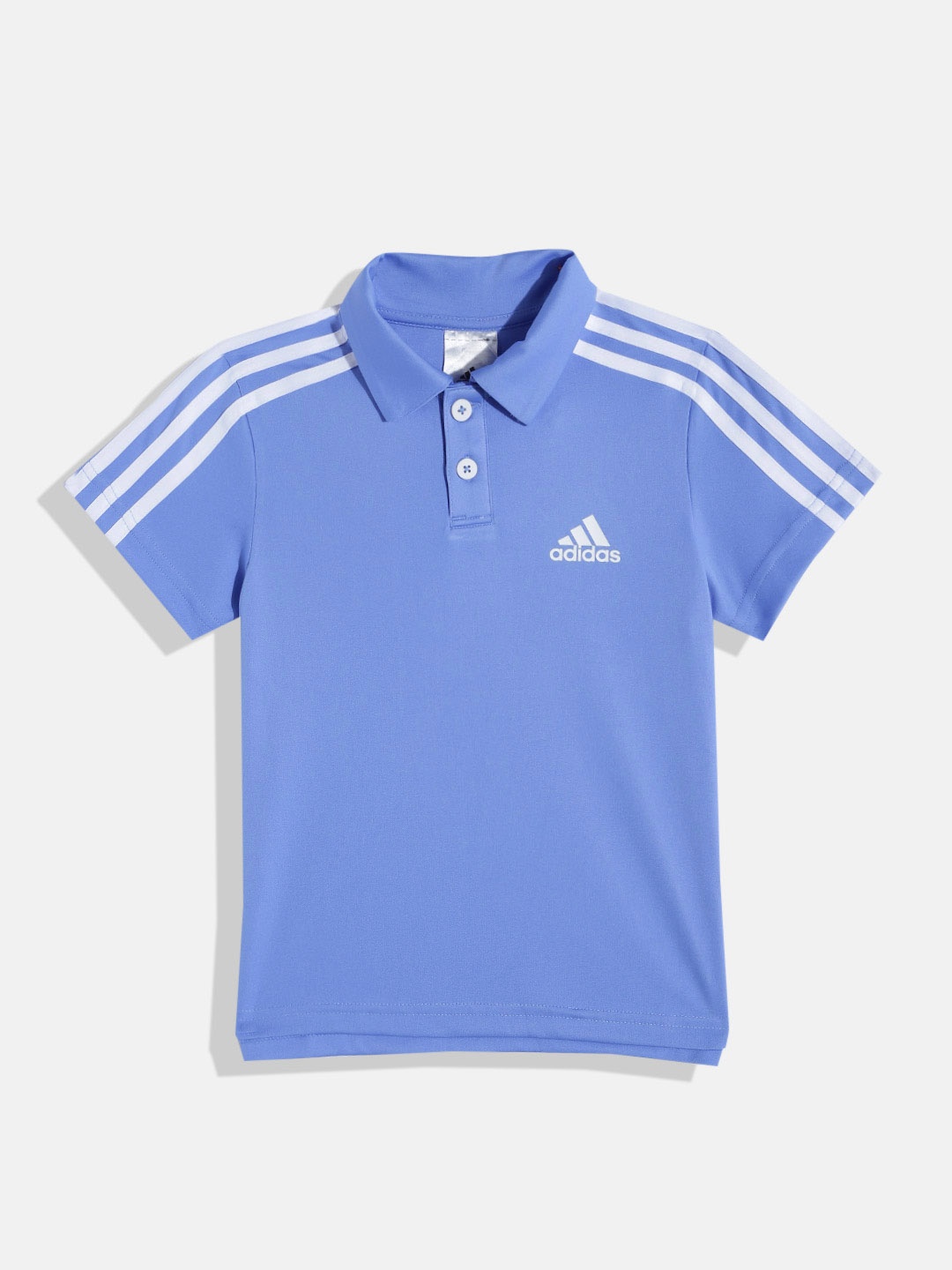 

ADIDAS Boys Brand Logo Printed Detail B Adi 3S Polo T-shirt, Blue