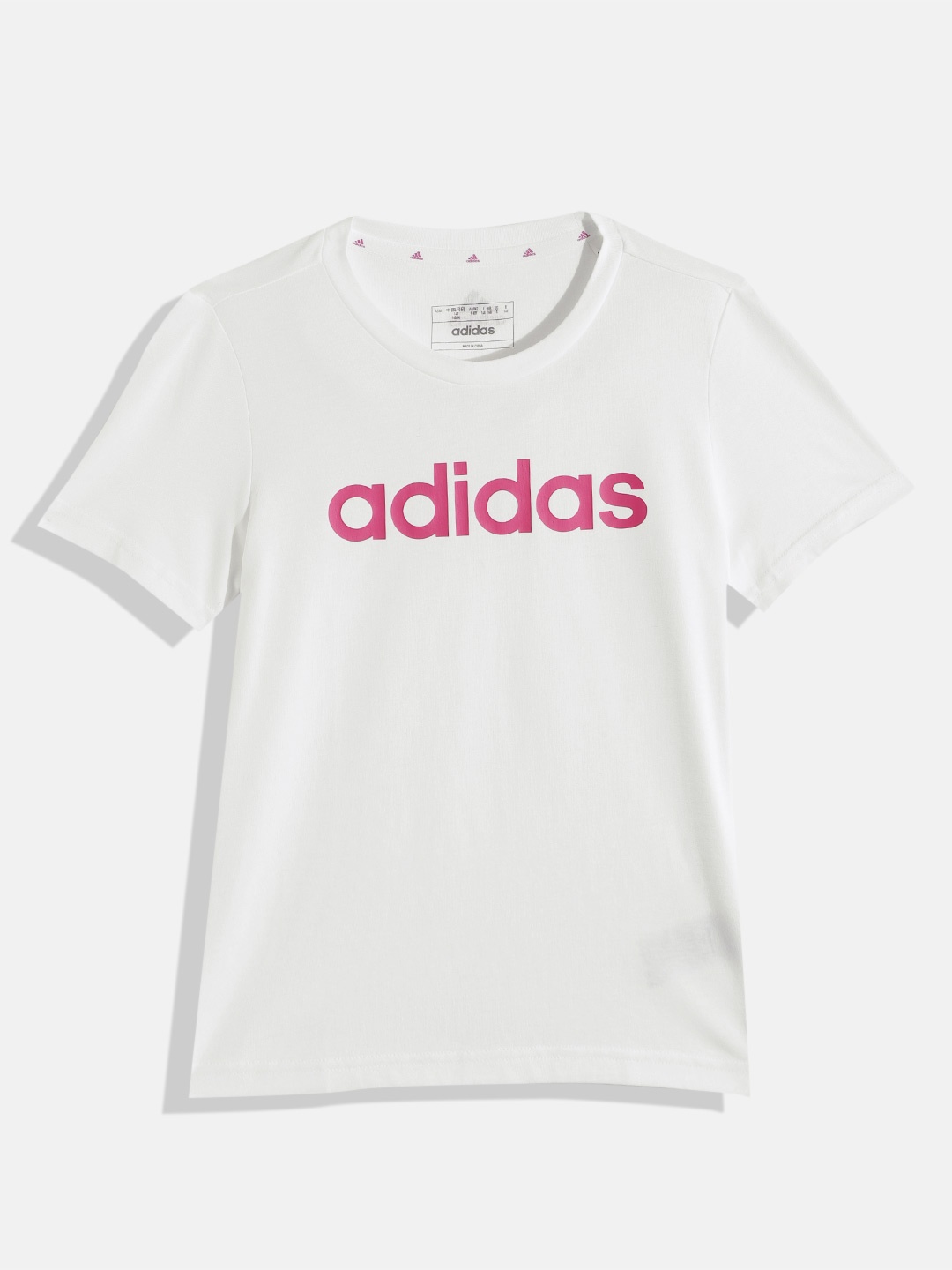 

ADIDAS Girls Pure Cotton Brand Logo Printed Lin T Slim Fit T-shirt, White
