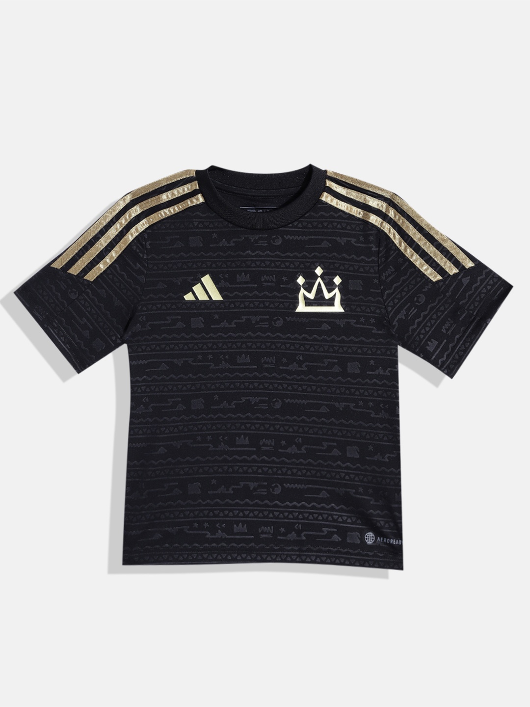 

ADIDAS Kids Abstract Printed SALAH TR JSY Y Football T-shirt, Black