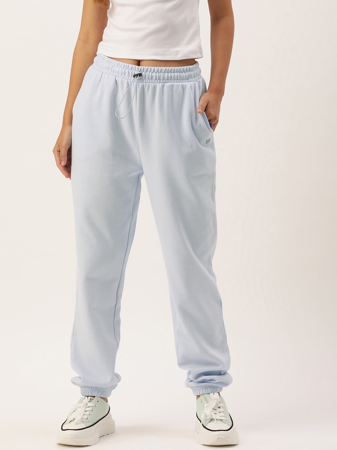 

FOREVER 21 Women Solid Mid Rise Jogger, Blue