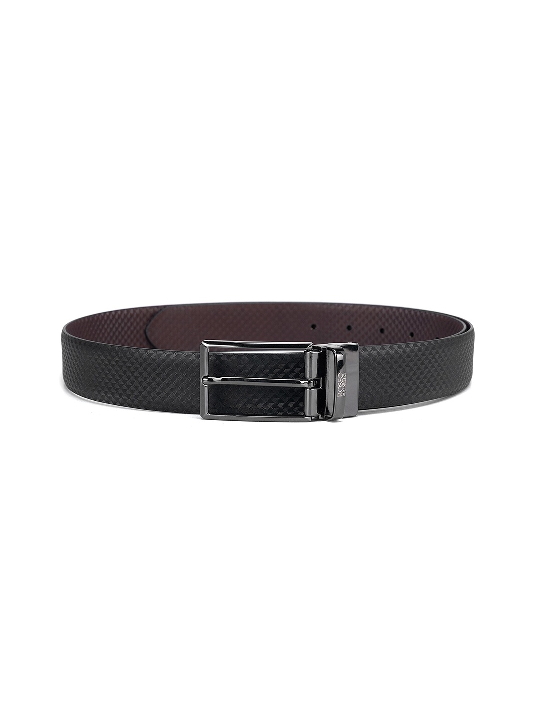 

ROSSO BRUNELLO Men Textured Leather Belt, Black