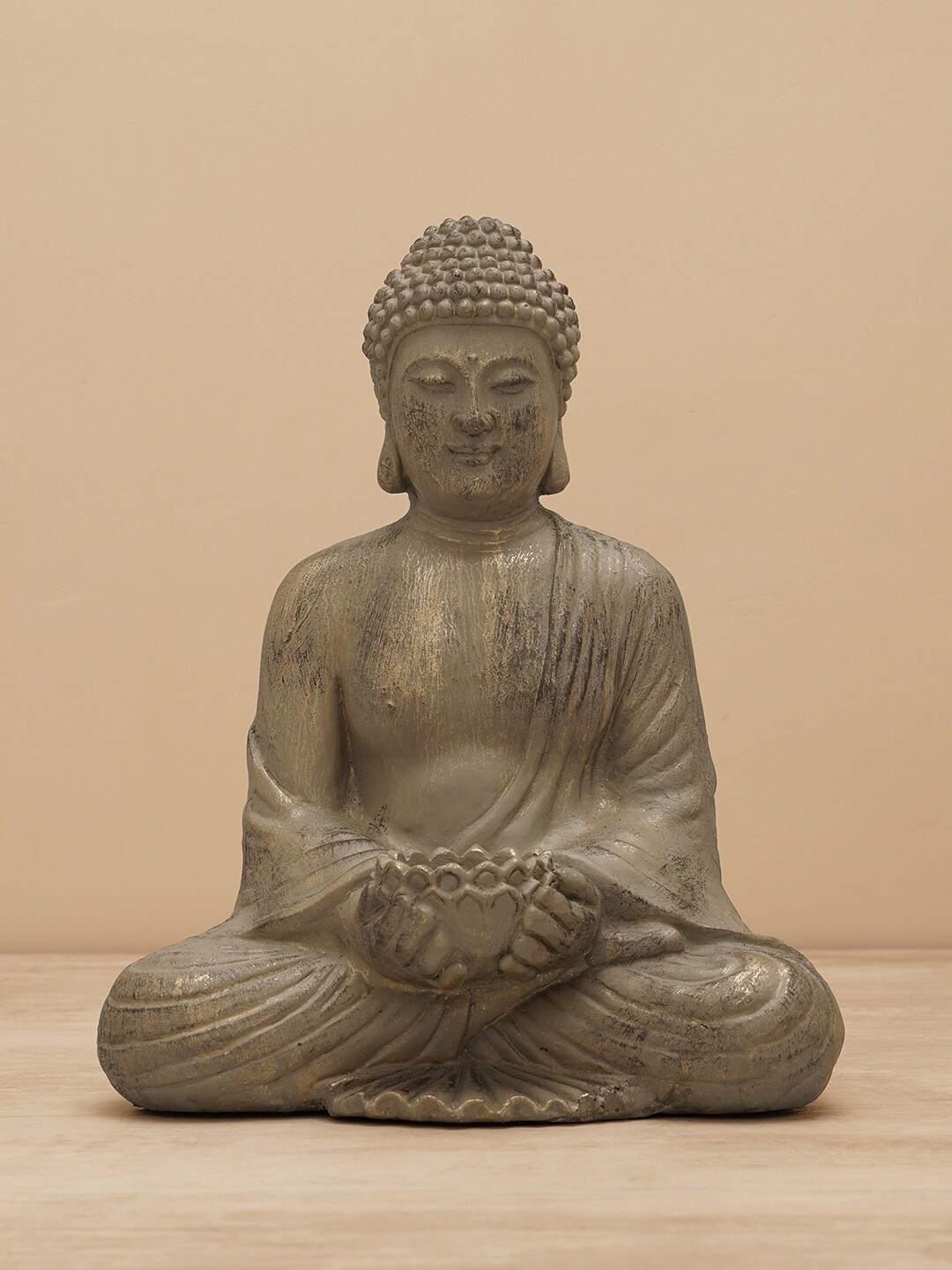 

Pure Home and Living Grey Sitting Buddha Sculpture with Tealight Showpiece