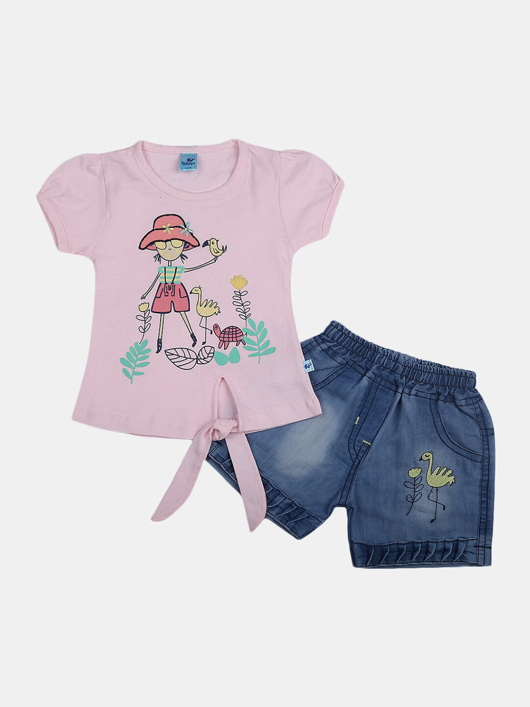 

V-Mart Infants Graphic Printed Pure Cotton T-shirt with Shorts, Pink