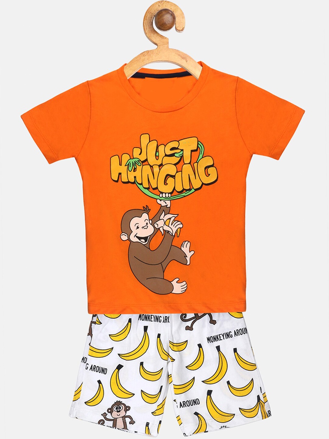 

YK Boys Printed T-shirt with Shorts, Orange