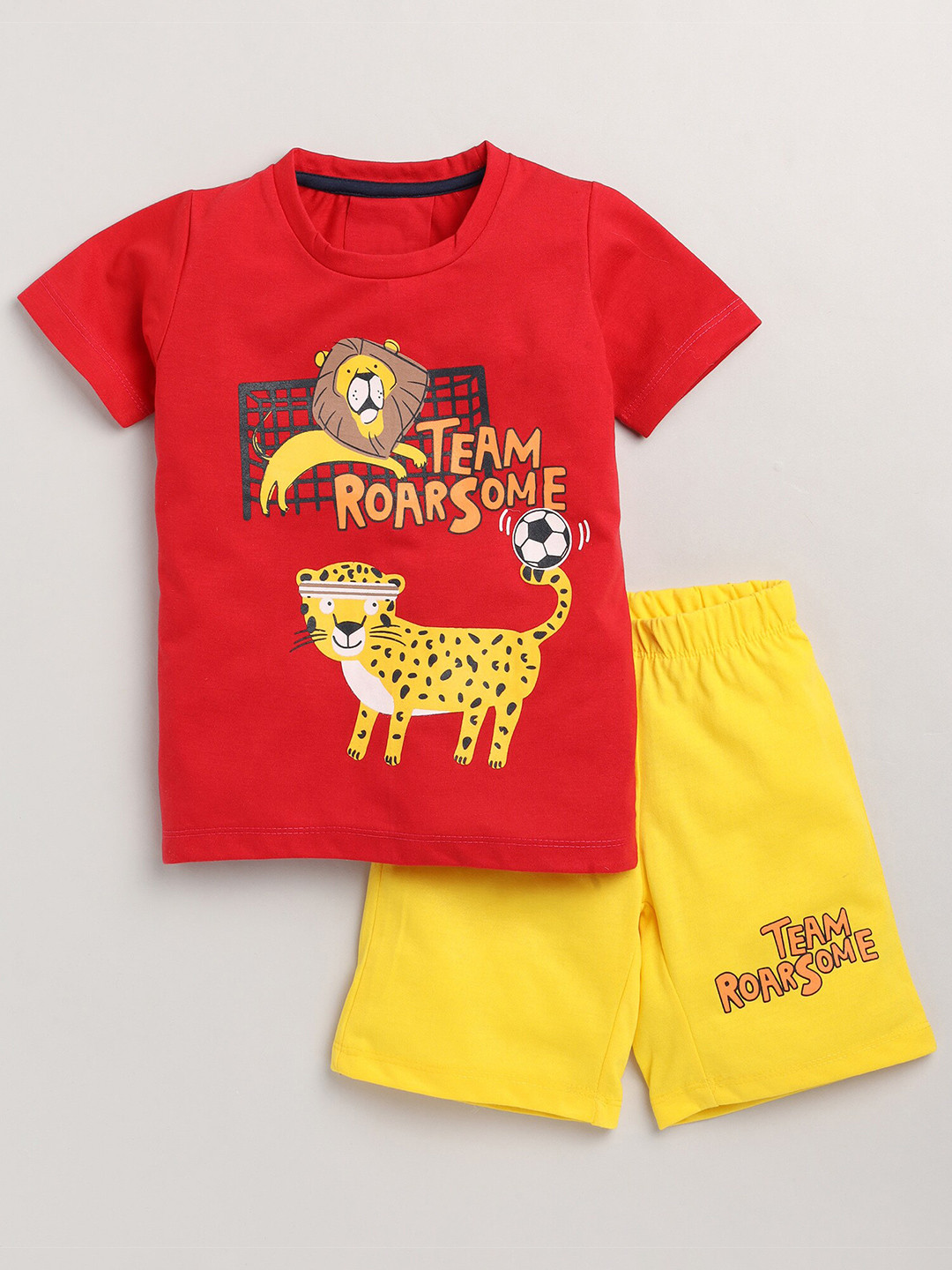 

YK Boys Printed T-shirt with Shorts, Red
