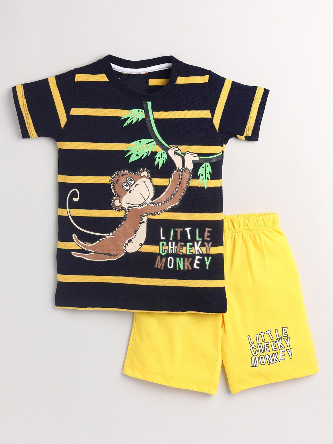 

YK Boys Printed T-shirt with Shorts, Navy blue