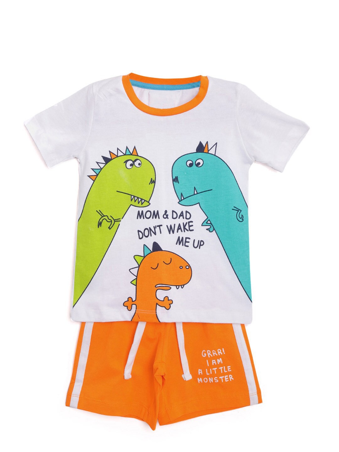 

YK Boys Printed T-shirt with Shorts, White