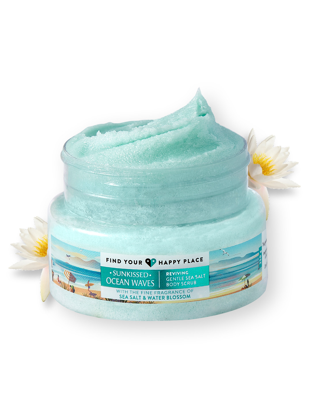 

FIND YOUR HAPPY PLACE Sunkissed Ocean Waves Exfoliating Body Scrub with Sea Salt - 250 g, Blue