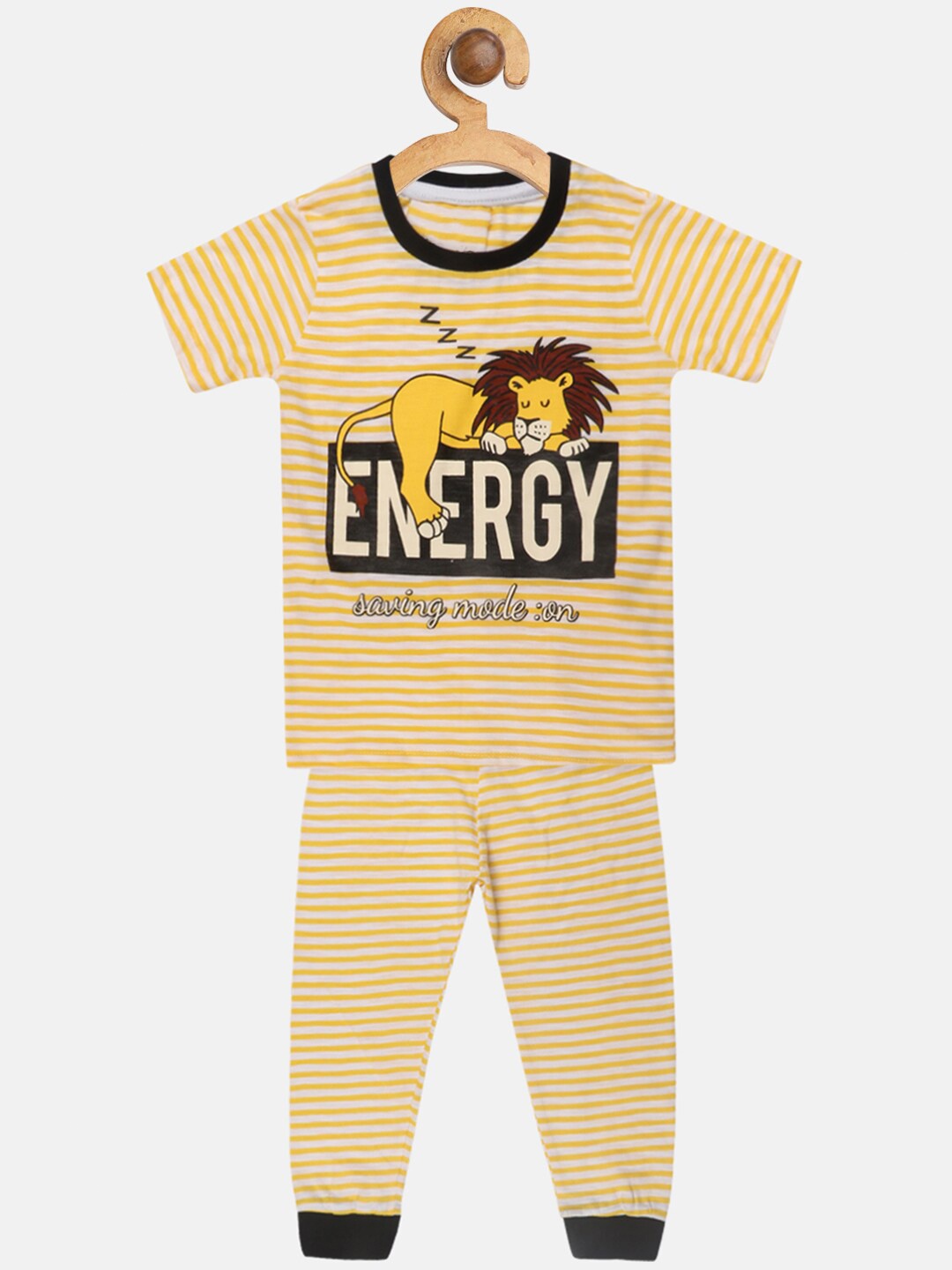 

YK Boys Striped Night Suit, Yellow