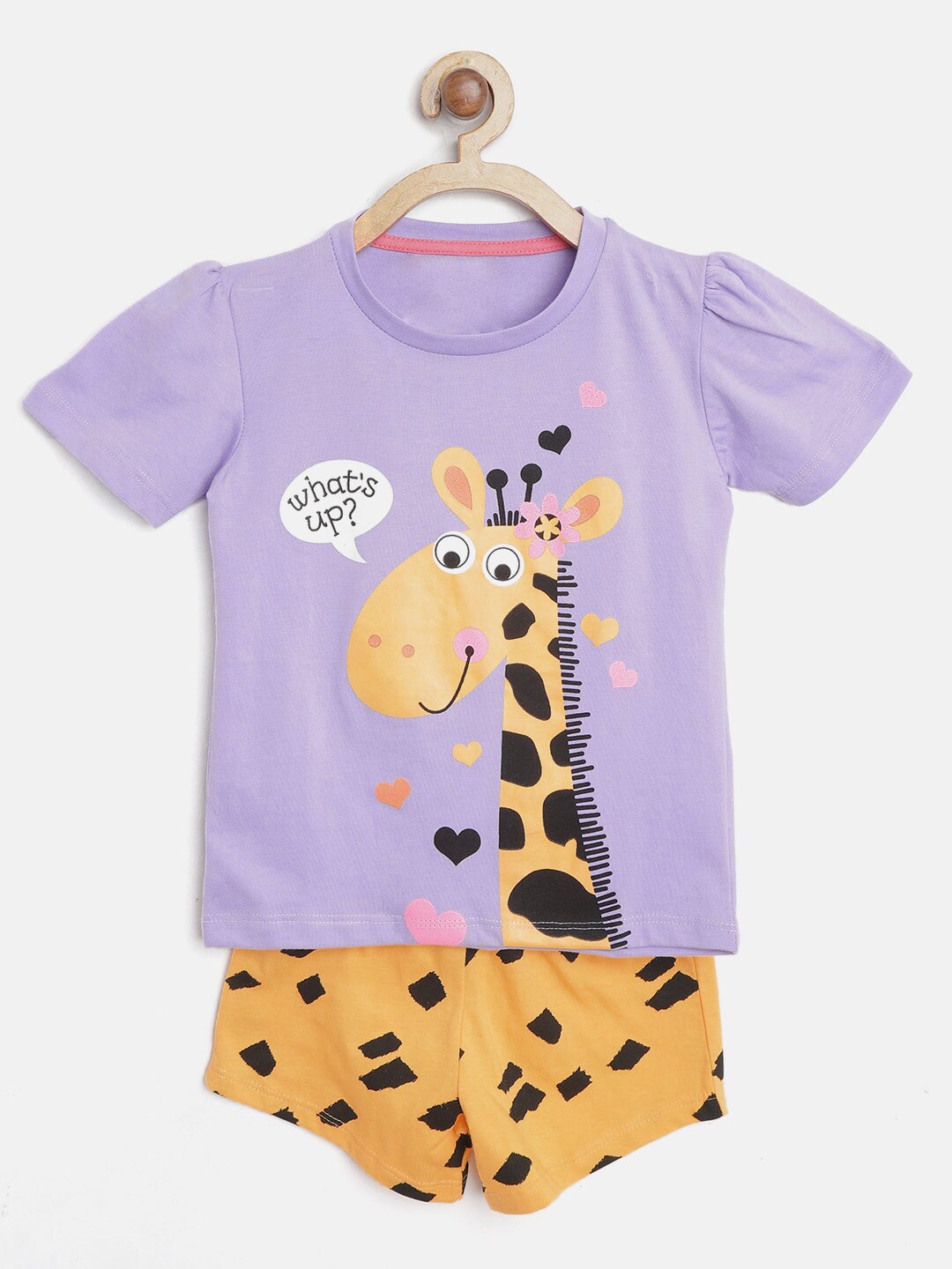 

YK Girls Printed T-shirt With Shorts, Purple