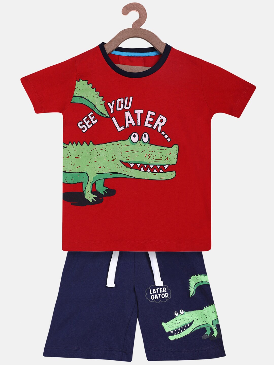 

YK Boys Printed T-shirt With Shorts, Red