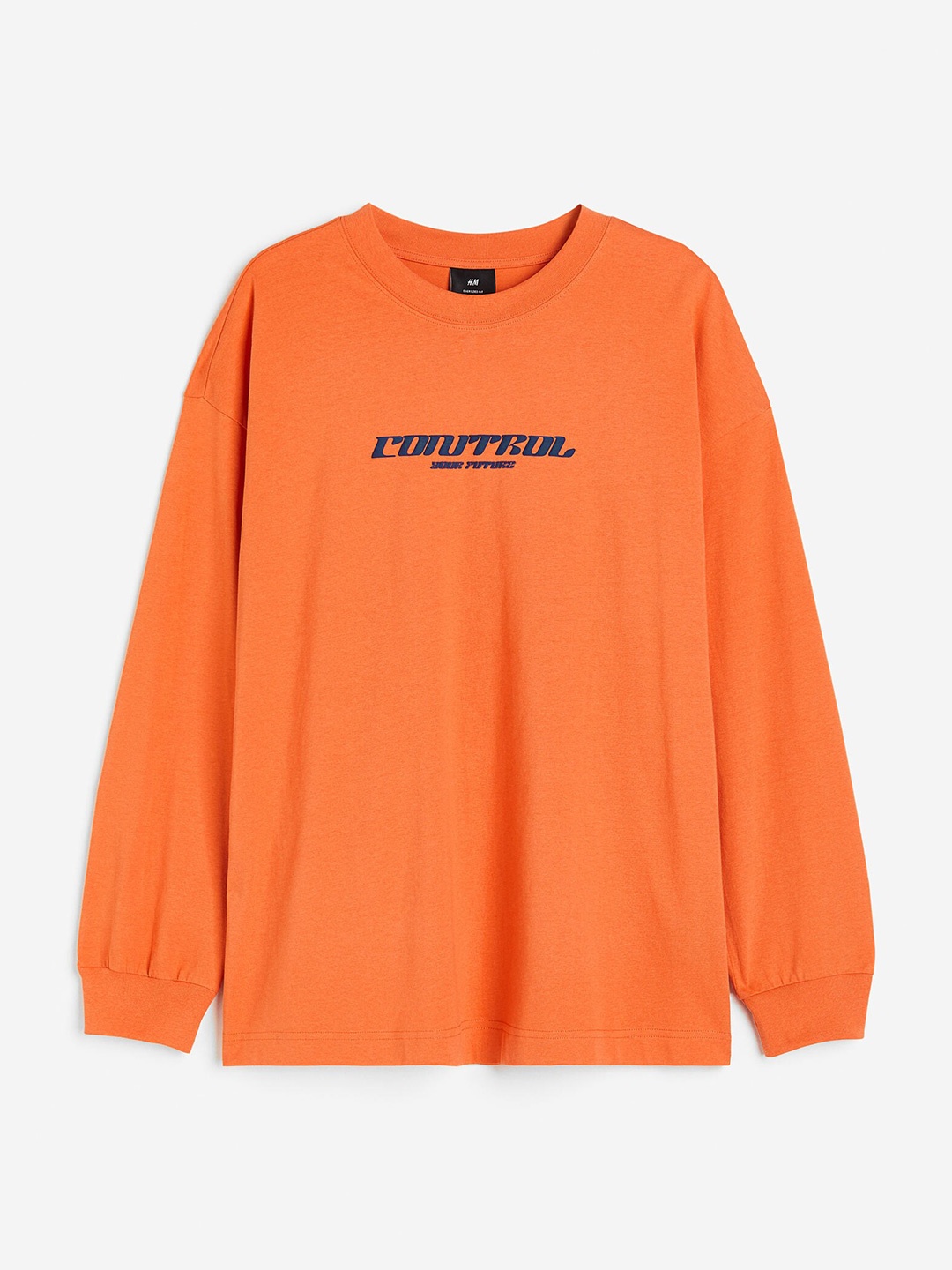 

H&M Men Oversized Fit Printed Jersey Top, Orange