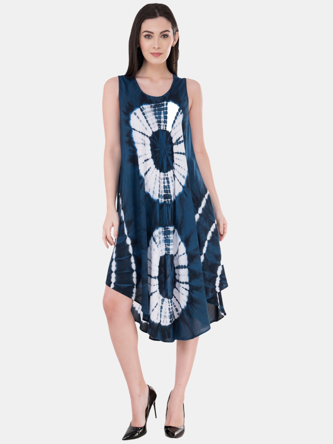 

SAAKAA Sleeveless Tie & Dye A-Line Midi Dress, Blue