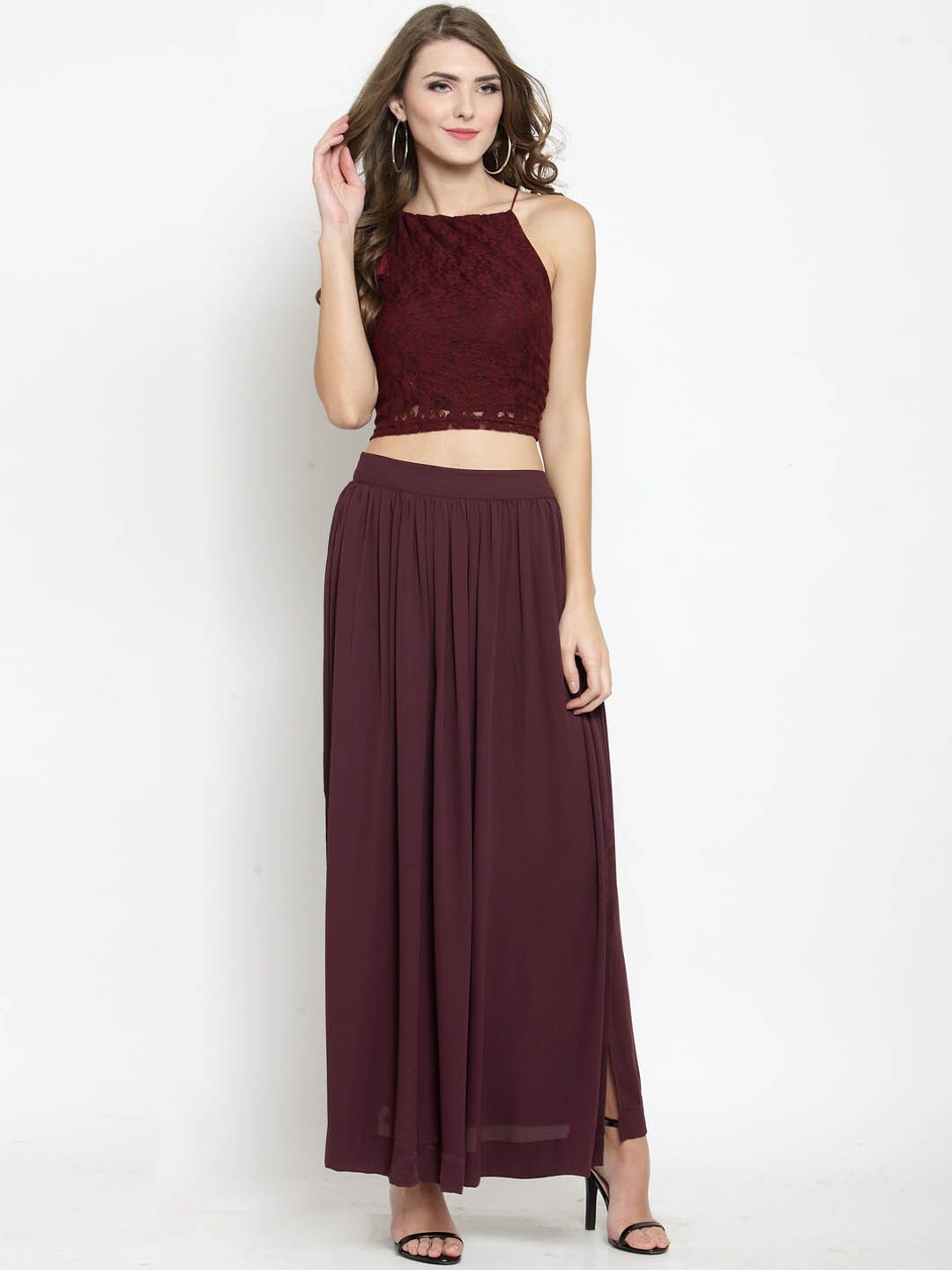 

Sera Women Self Design Co-Ords, Burgundy