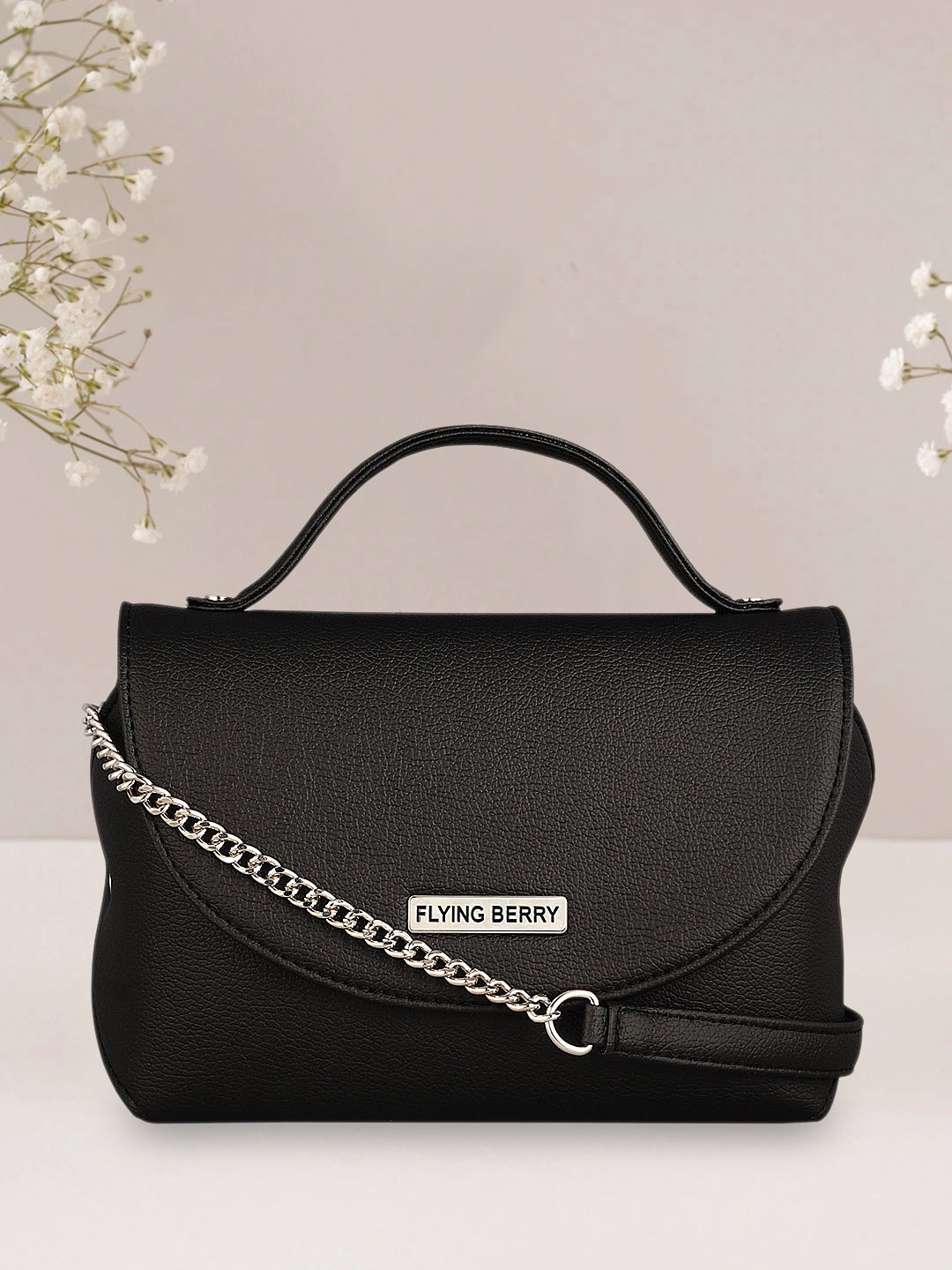 

FLYING BERRY Structured Satchel, Black
