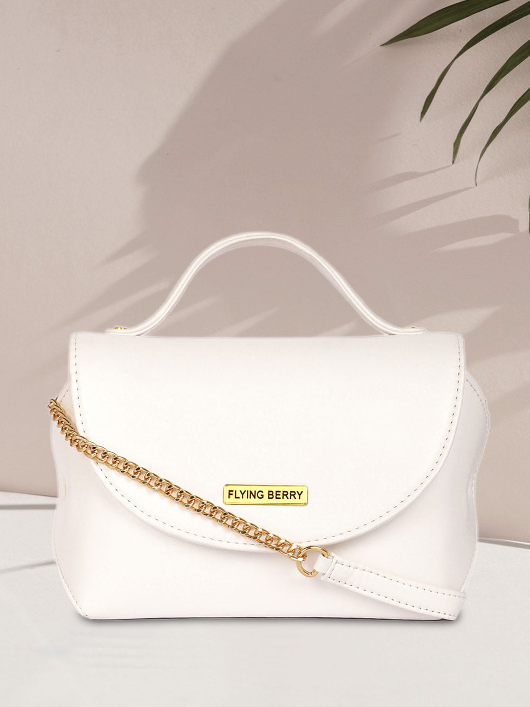 

FLYING BERRY Structured Satchel, White