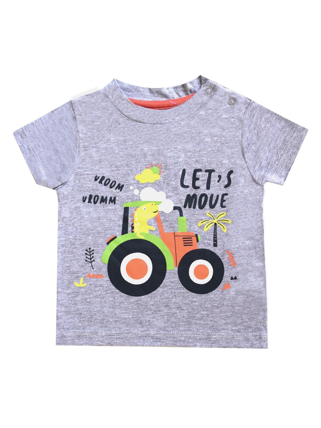 

milou Infants Boys Graphic Printed Round Neck Pure Cotton T-shirt, Grey