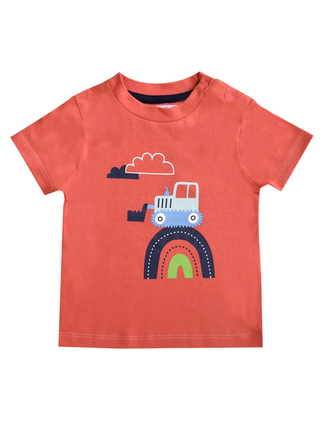 

milou Infants Boys Graphic Printed Round Neck Pure Cotton T-shirt, Rust