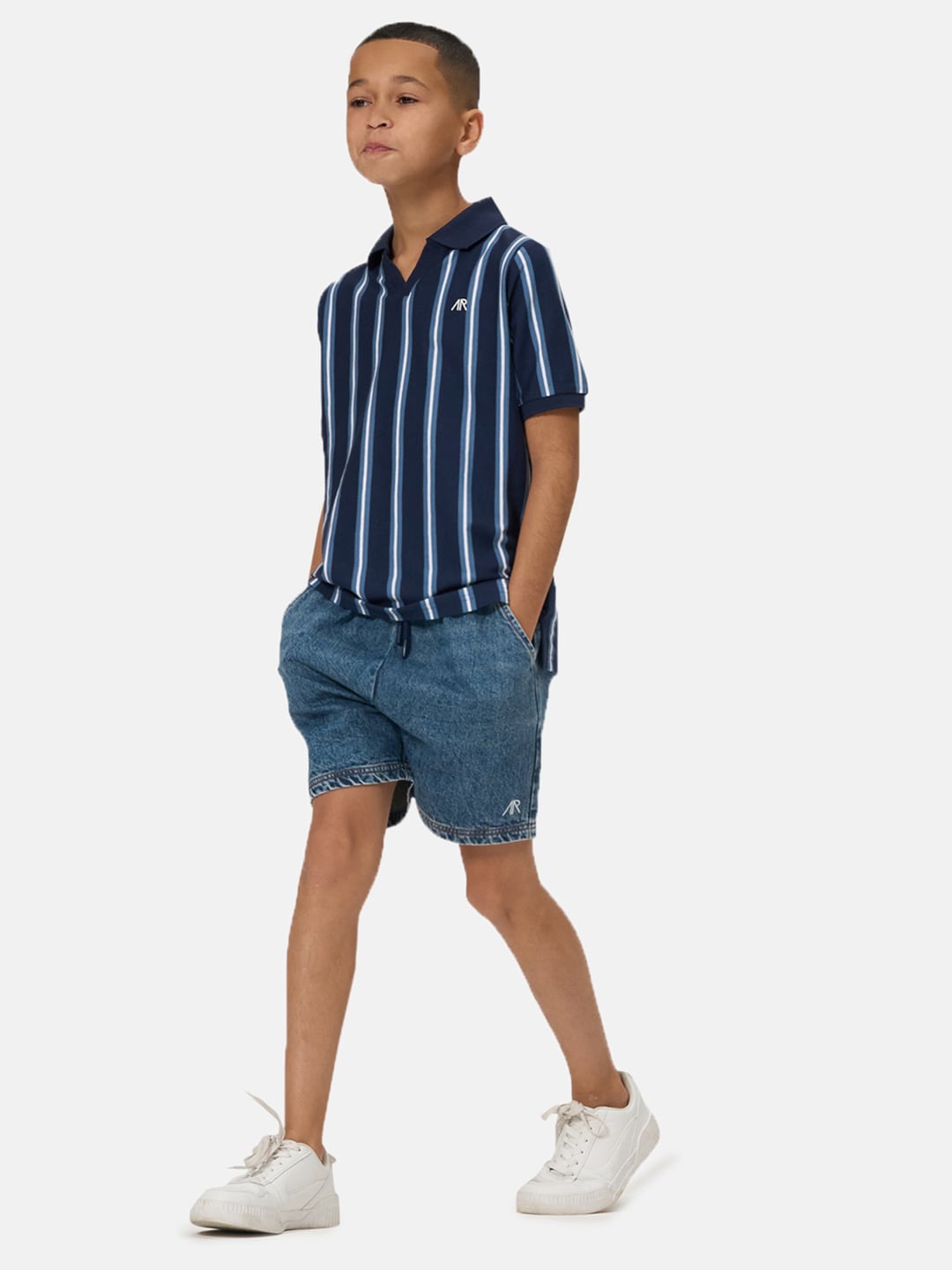 

Angel & Rocket Boys Striped Cotton T-shirt, Navy blue