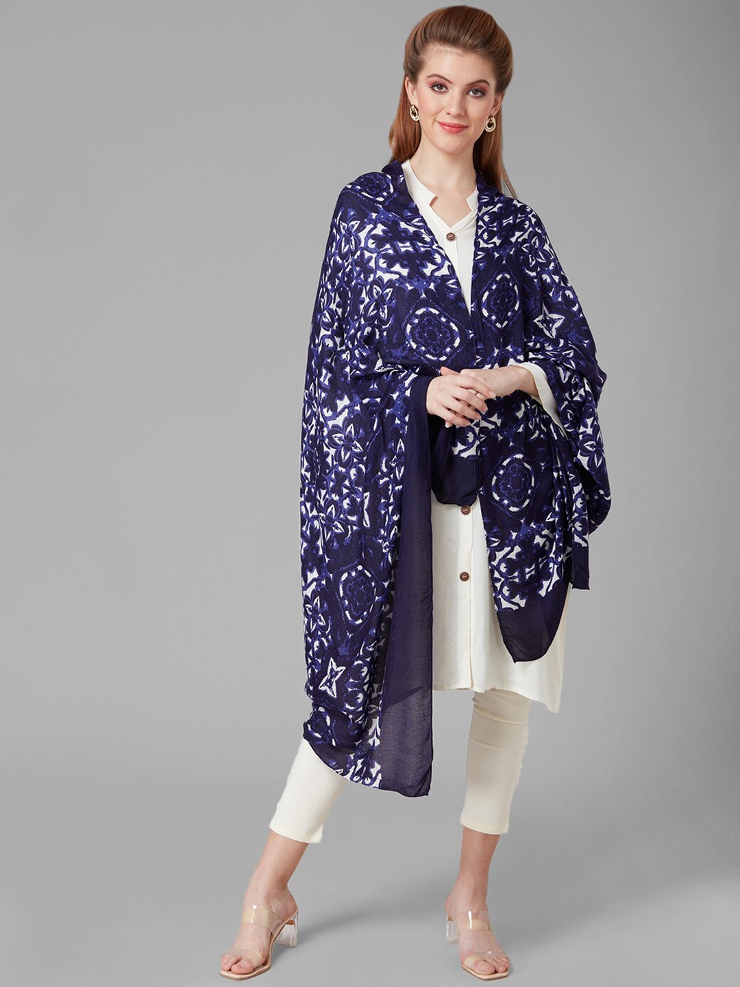 

Style Quotient Women Purple & White Printed Stole