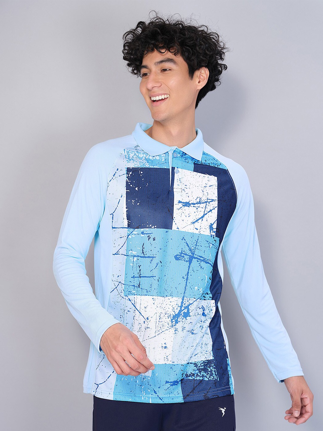 

Technosport Abstract Printed Antimicrobial Polo Collar T-shirt, Blue