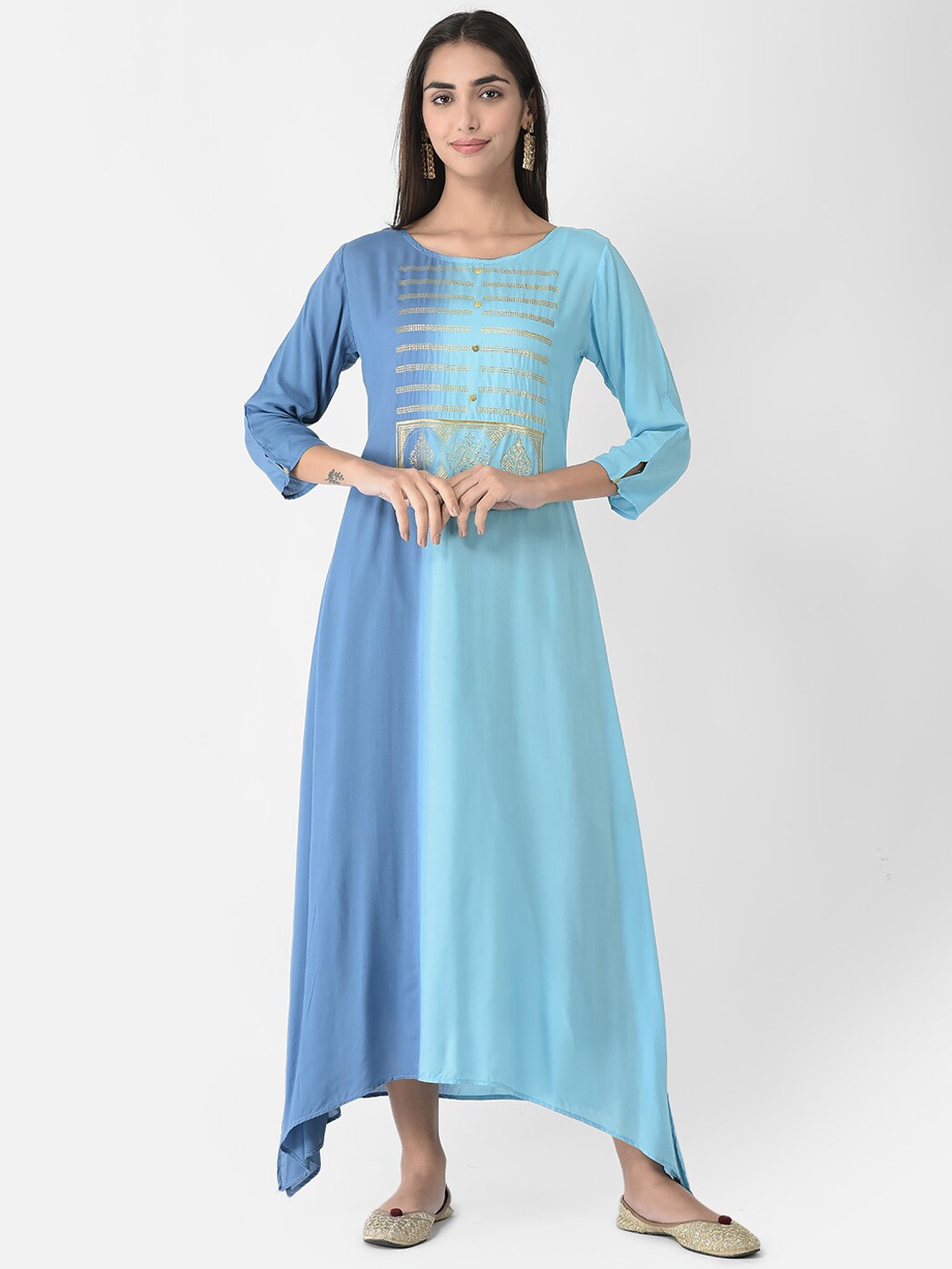 

Span Colourblocked Cotton Kurta, Blue