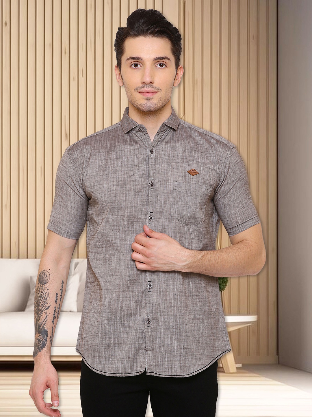 

Kuons Avenue Men Slim Fit Casual Shirt, Brown