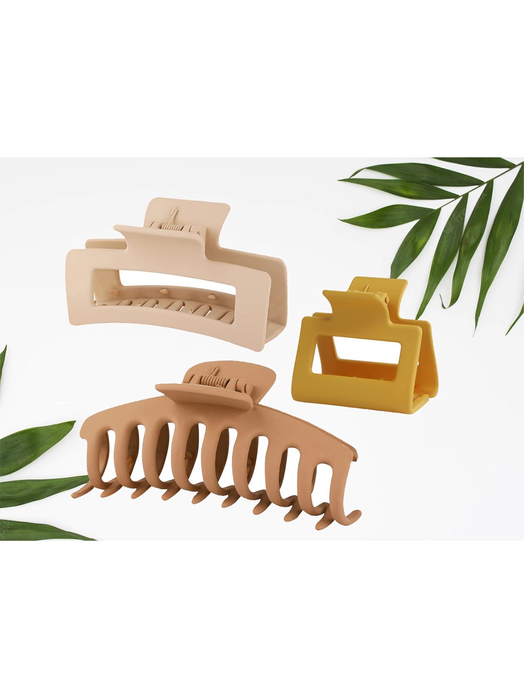 

FIMBUL Women Set Of 3 Solid Claw Clip, Brown