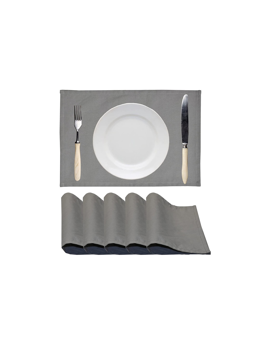 

Homitecture 6 Pcs Cotton Dining Table Placemats, Grey