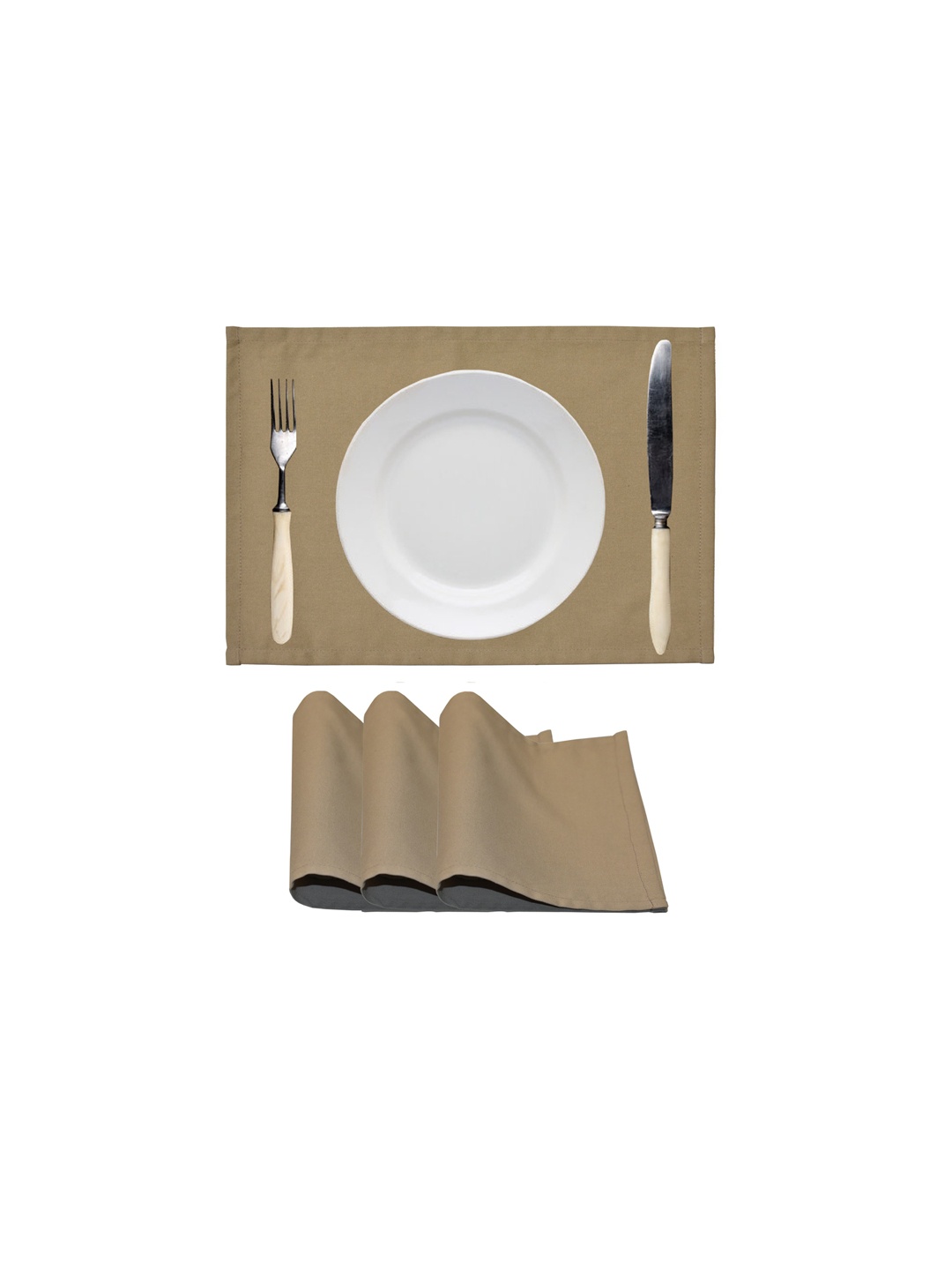 

Homitecture Set Of 4 Cotton Dining Table Placemats, Beige