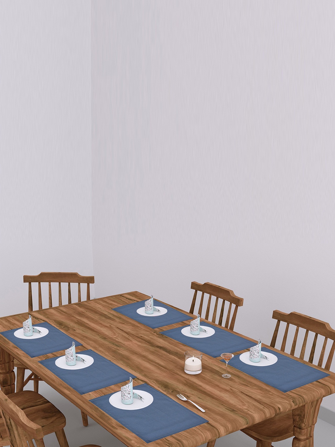 

Homitecture Set Of 6 Cotton Table Placements, Blue