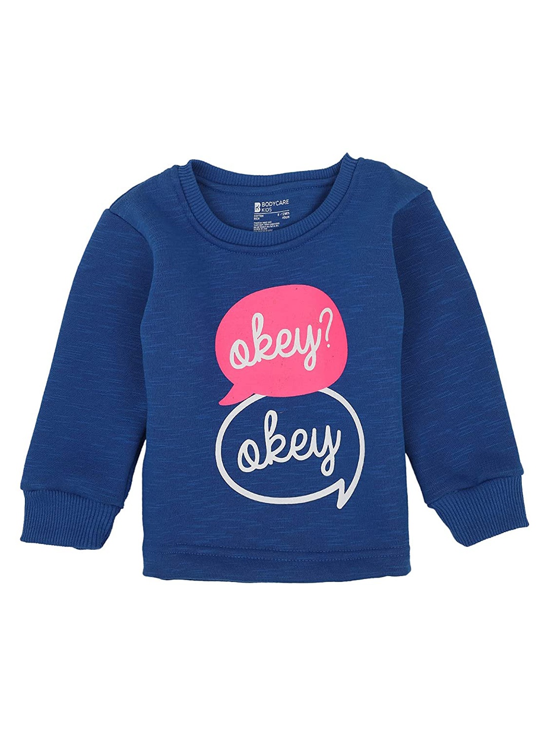 Bodycare Kids Girls Typography Printed Cotton T-shirt, Blue