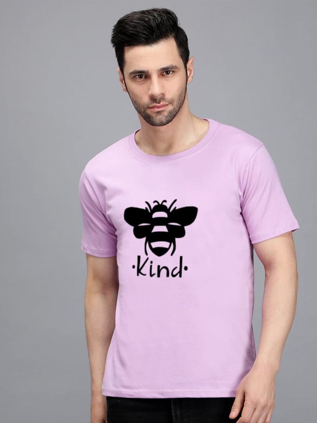 

TRENDY RABBIT Men Graphic Printed Cotton T-shirt, Lavender