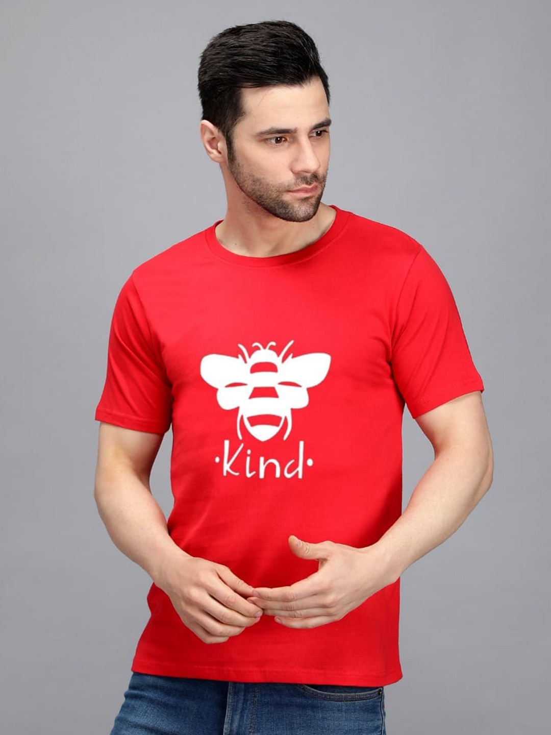 

TRENDY RABBIT Men Graphic Printed Cotton T-shirt, Red