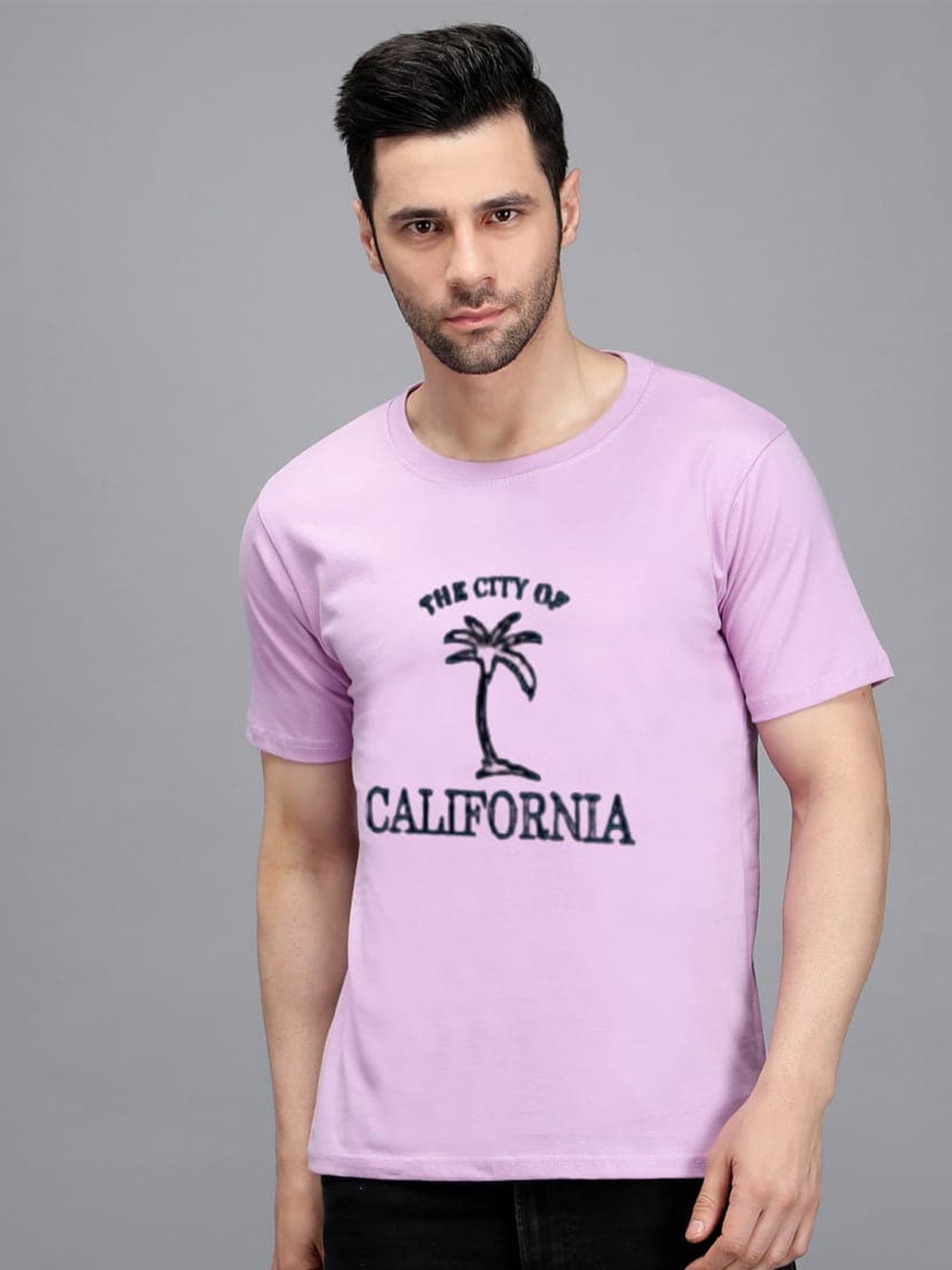 

TRENDY RABBIT Men Typography Printed Cotton T-shirt, Lavender