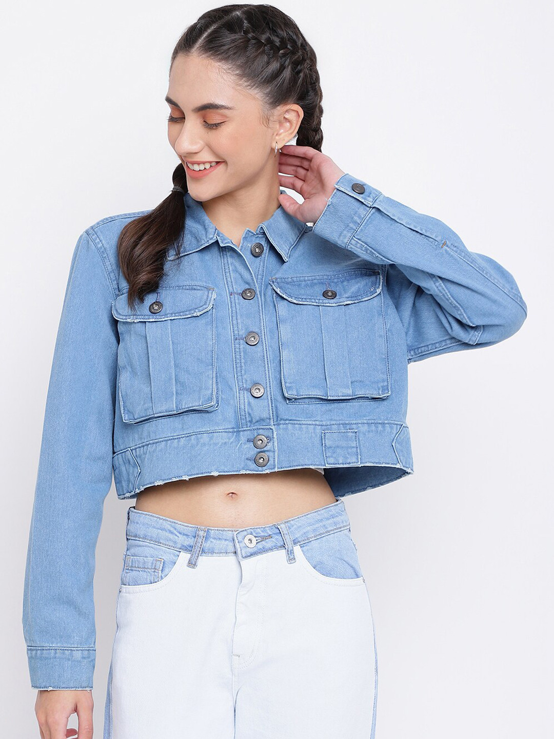 

Belliskey Women Lightweight Crop Denim Jacket, Blue