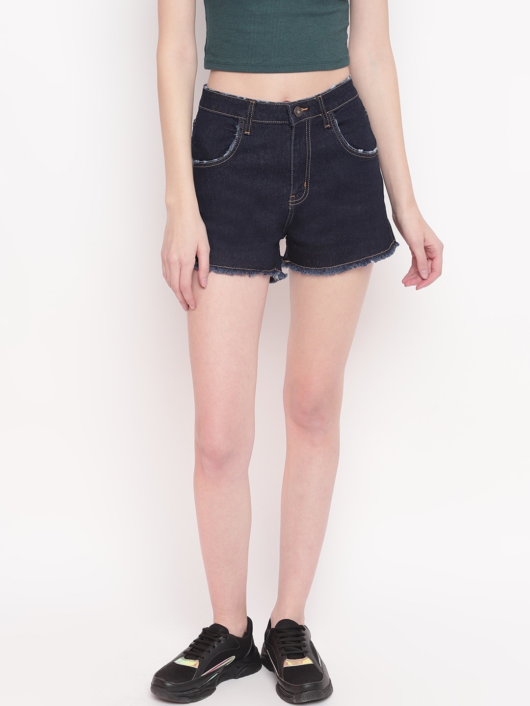 

Belliskey Women High-Rise Denim Shorts, Navy blue