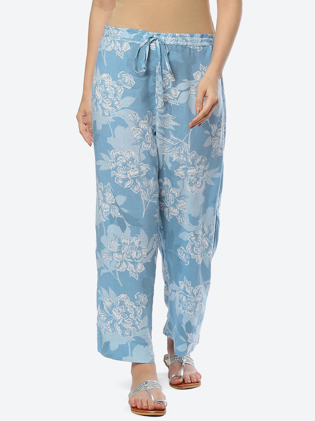 

Biba Floral Printed Palazzos, Teal