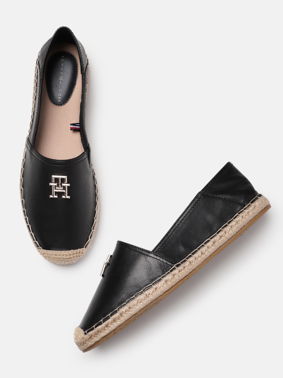 

Tommy Hilfiger Women Leather Espadrilles, Black