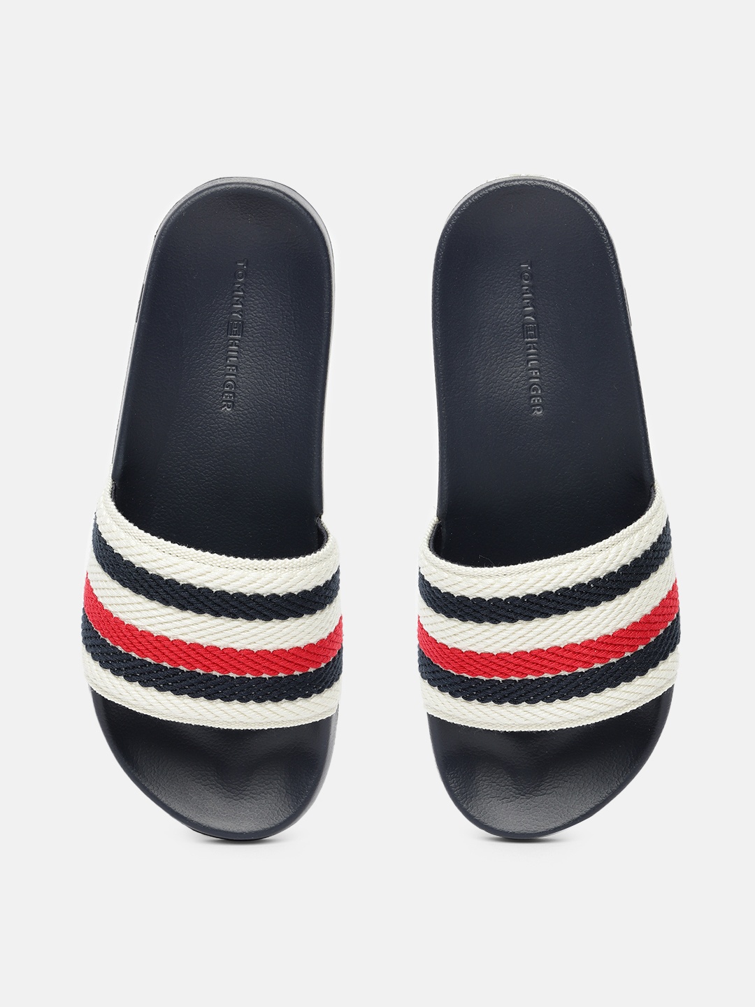 

Tommy Hilfiger Women Striped Sliders, White