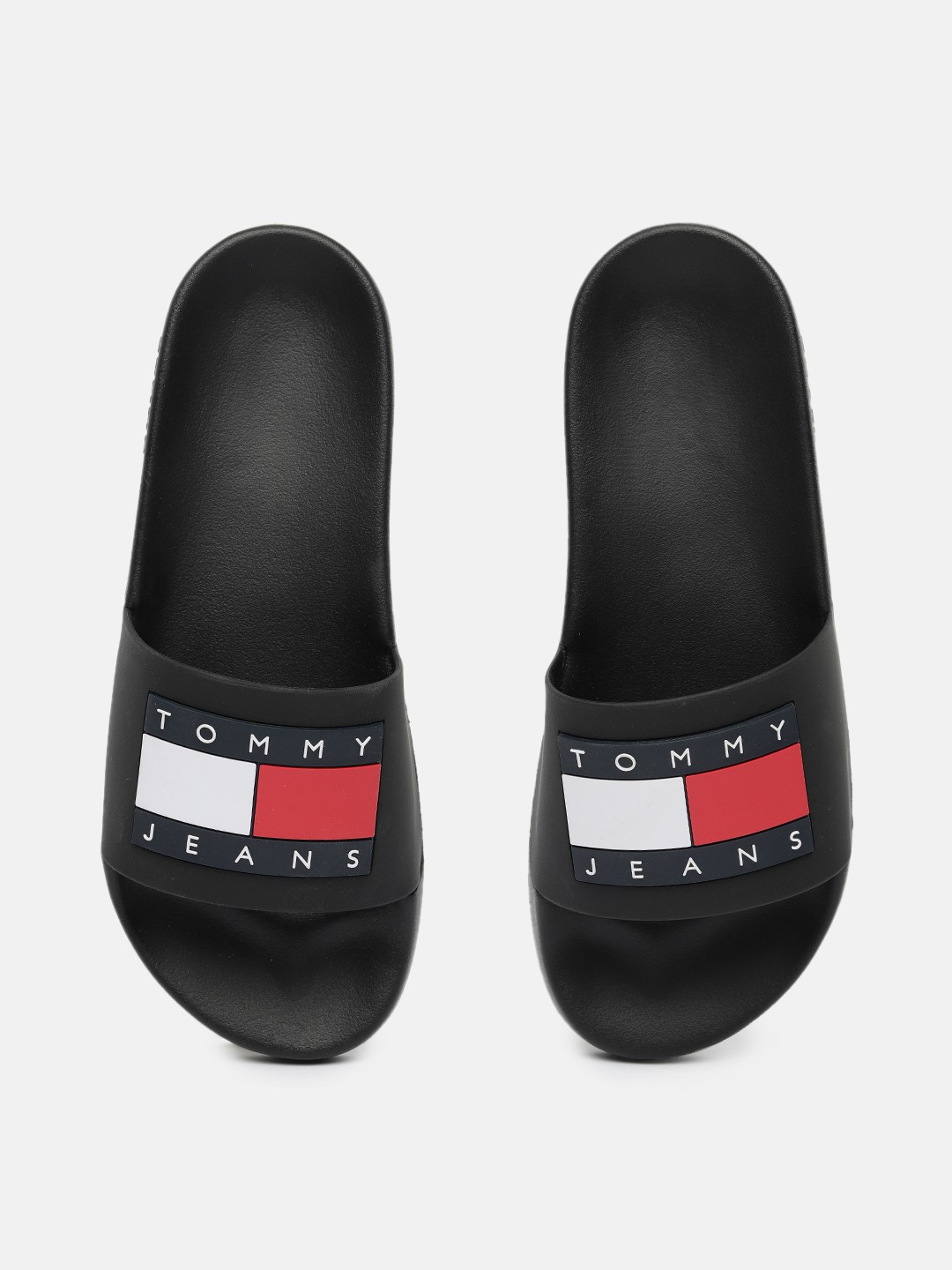 

Tommy Hilfiger Women Brand Logo Printed Sliders, Black